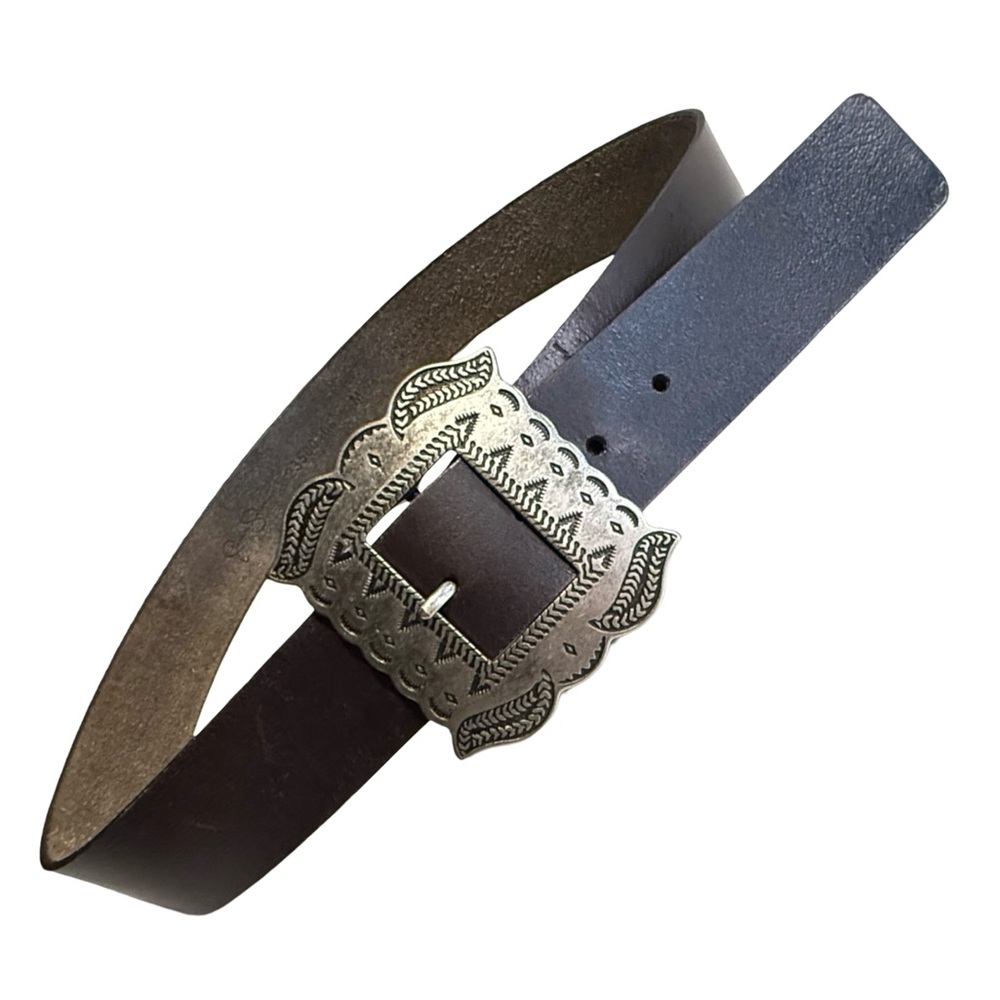 Jessica Simpson Western Style Belt Black Silver Buckle